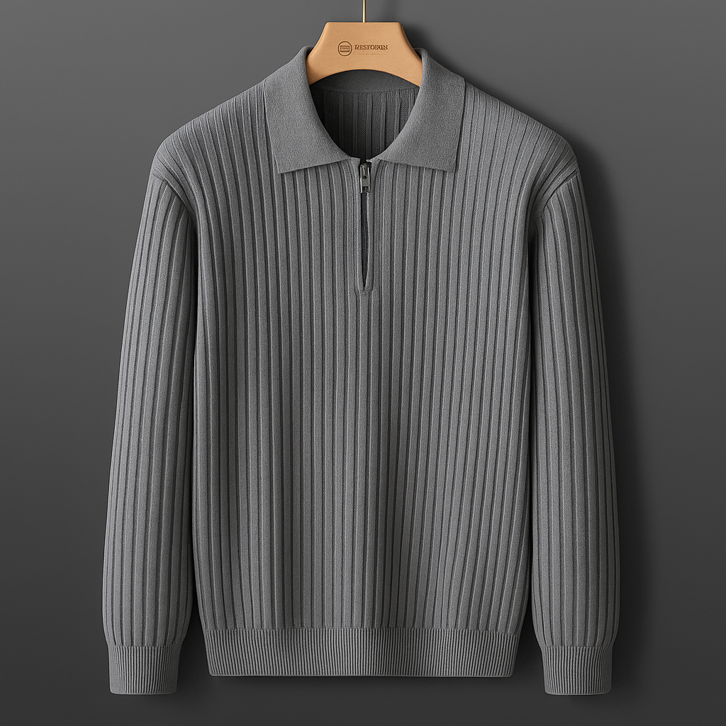 Giovanni Men’s Knit Half Zip Polo Sweater – Quarter Zip Sweater